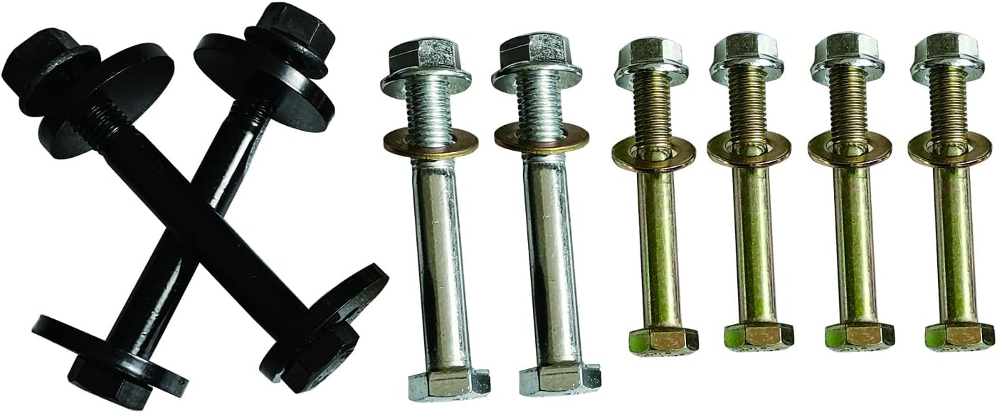 Glyqxa Complete Front Control Arms Cam Bolts & Hardware Kit Compatible with 1994-1999 Dodge Ram 4x4