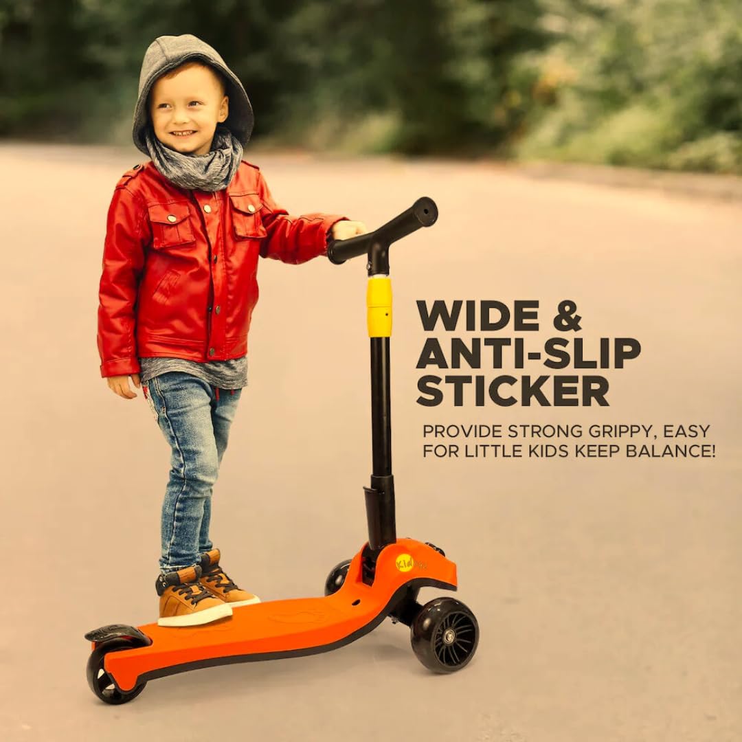 Kidoyz Foldable Scooter for Kids with Adjustable Height, Light, Music & LED Wheels | PVC Wheels, Max Weight 60 kg | Fun Outdoor Skate Ride for Boys & Girls Ages 2β12 (Red) 4