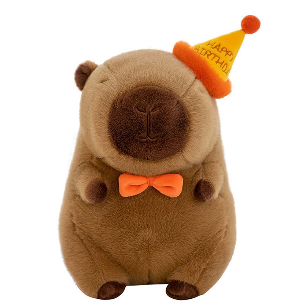 Capybara Plush Toy with Top Hat Happy Birthday Capybara Plush Toy Brown Capybara Stuffed Toy 25cm Simulation Animals Doll Capybara Pillow Gift for Kids