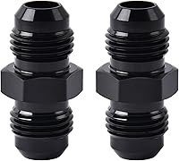 EVILENERGY 6AN Male to Male Flare Coupler Straight Union Fuel Hose Adapter Black Anodized 2-Pack