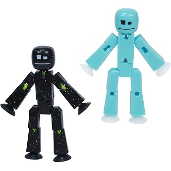 Zing StikBot - Includes 2 StikBots - Action Figures and Collectable Accessories Stop Motion Animation from 4 Years Ice Blue + Shiny Black