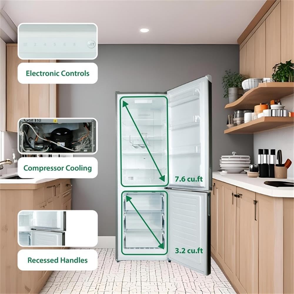 Pemberly Row 11cf Bottom Freezer Refrigerator 24in W/Wine Rack Stainless 110v on Fridge.com - View 6