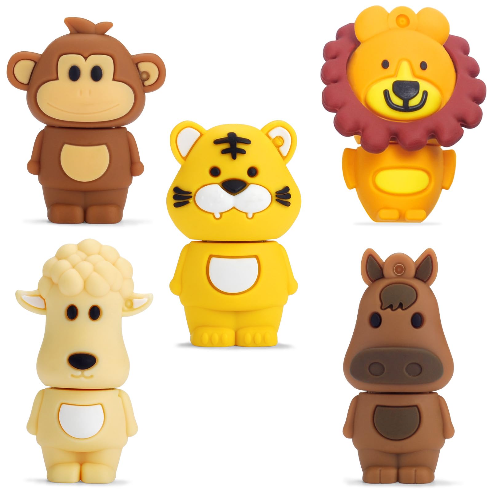 Chiavetta USB da 16 GB Confezione da 5 Pezzi, Pen Drive Scheda di Memoria con Stile Animale Carino, Regalo per Studenti e Bambini