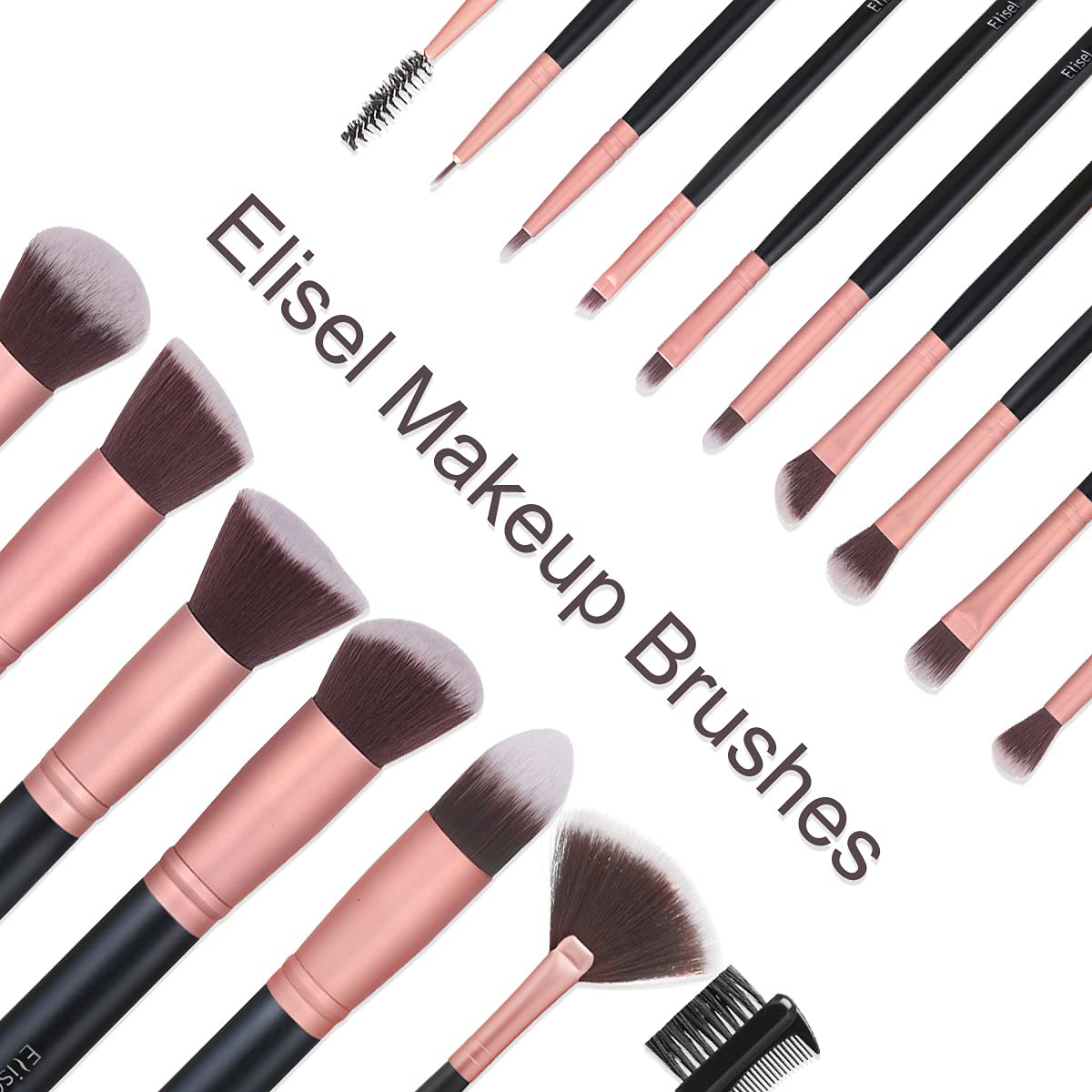 Elisel Makeup Brush Set, 17 Pcs Makeup Brushes with 4 Makeup Sponge Blender 2 Makeup Powder Puff 1 silicone brush cleaner Make Up Brushes Kit (Rose Gold 17) : Beauty & Personal Care