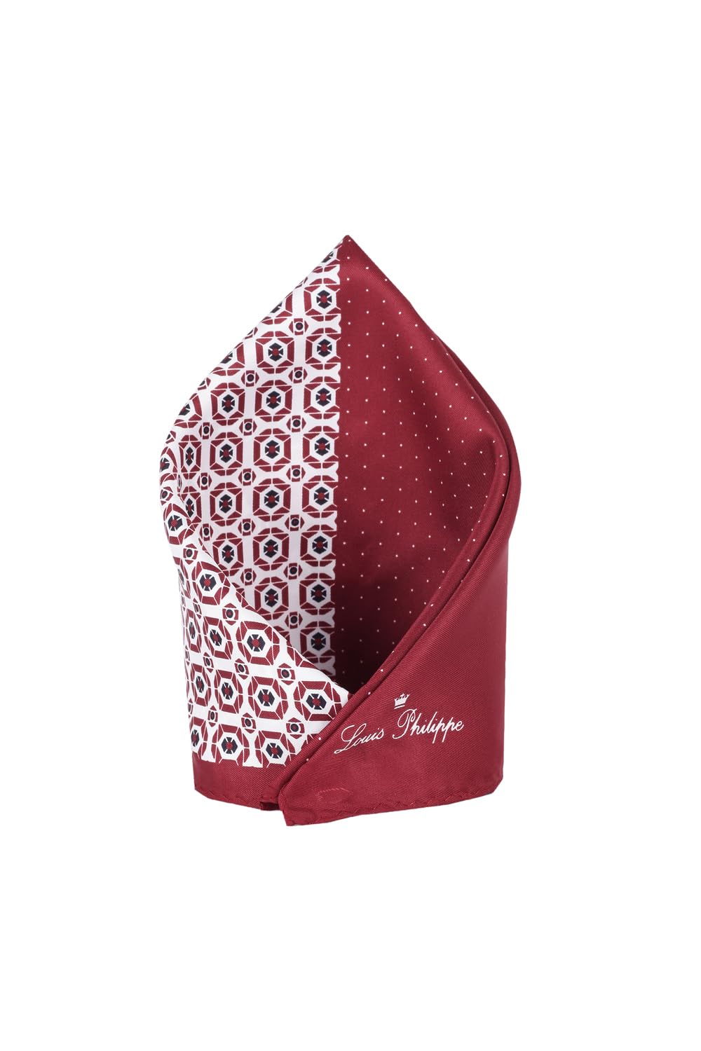 louis philippe Polyester Blend Men's Maroon Print Party Formal Pocket Square, Free Size-picture-42