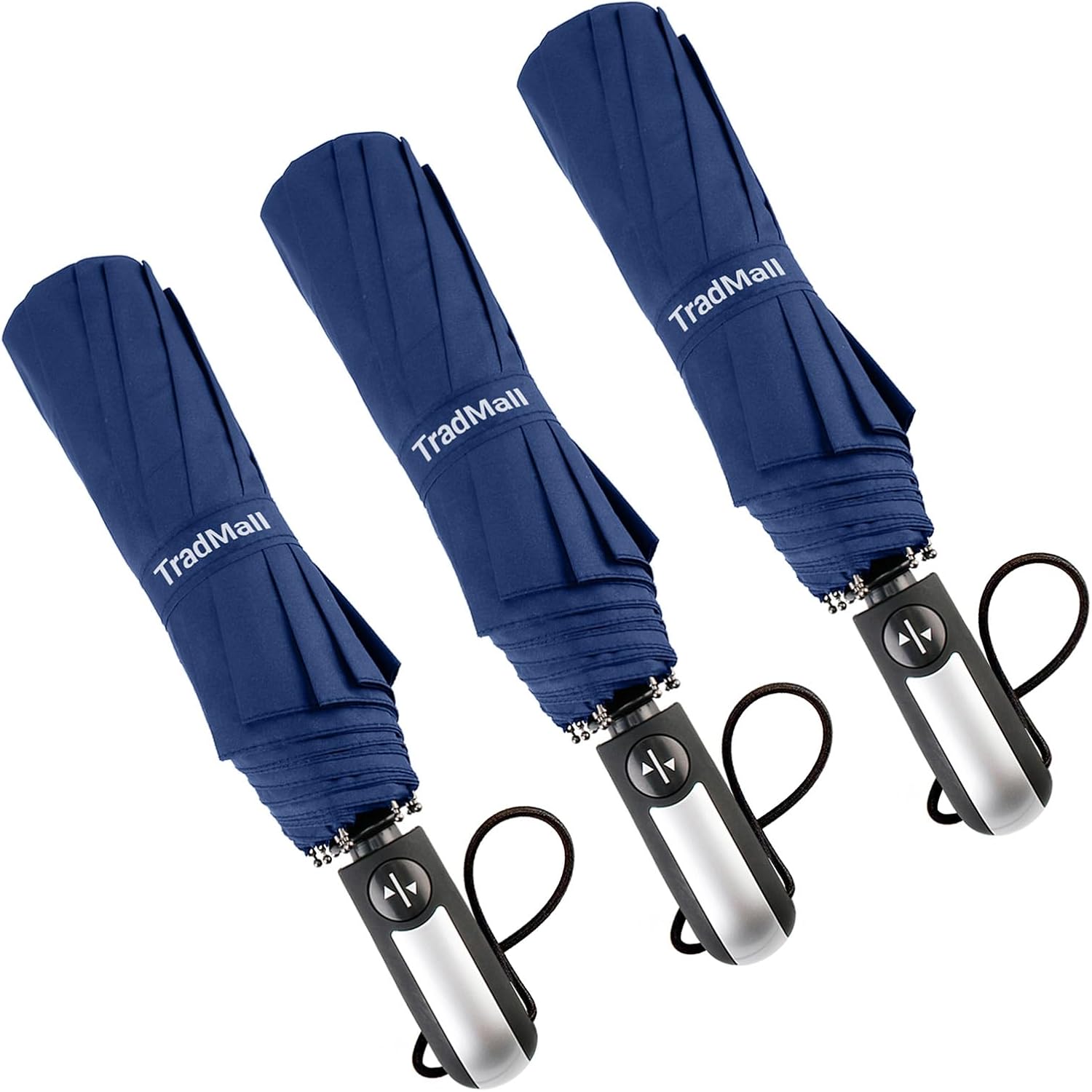 TradMall 3 Pack Travel Umbrella Windproof Portable 46/56 Inches Large Canopy Auto Open & Close