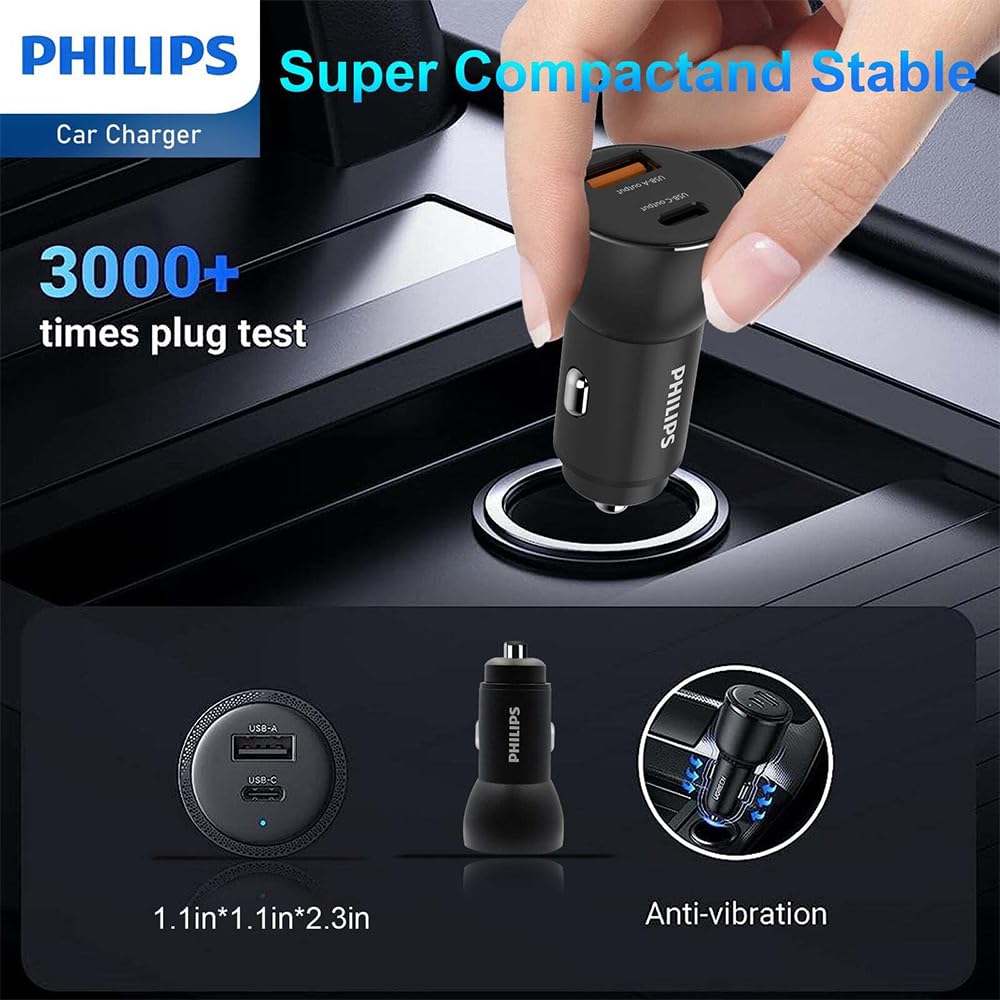 Philips DLP2521C/00 - Cargador de Coche, Color Negro