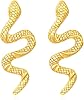 Snake Earrings Ring Bracelet Necklace for Women Halloween Jewelry 18K Gold Plated Stainless Steel Gold Snake Stud Earrings Pendant for Women