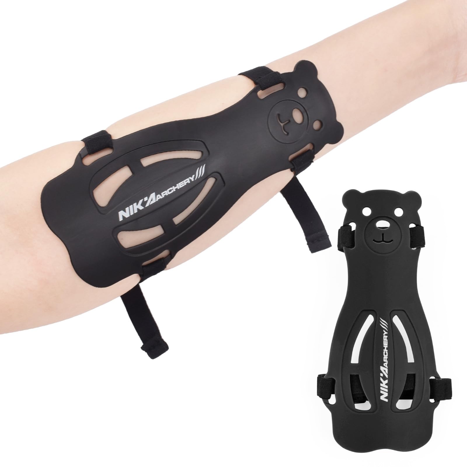 EOU Archery Arm Guards Youth Forearm Guard Wrist Shooting Protector Adjustable 2 Straps, Black