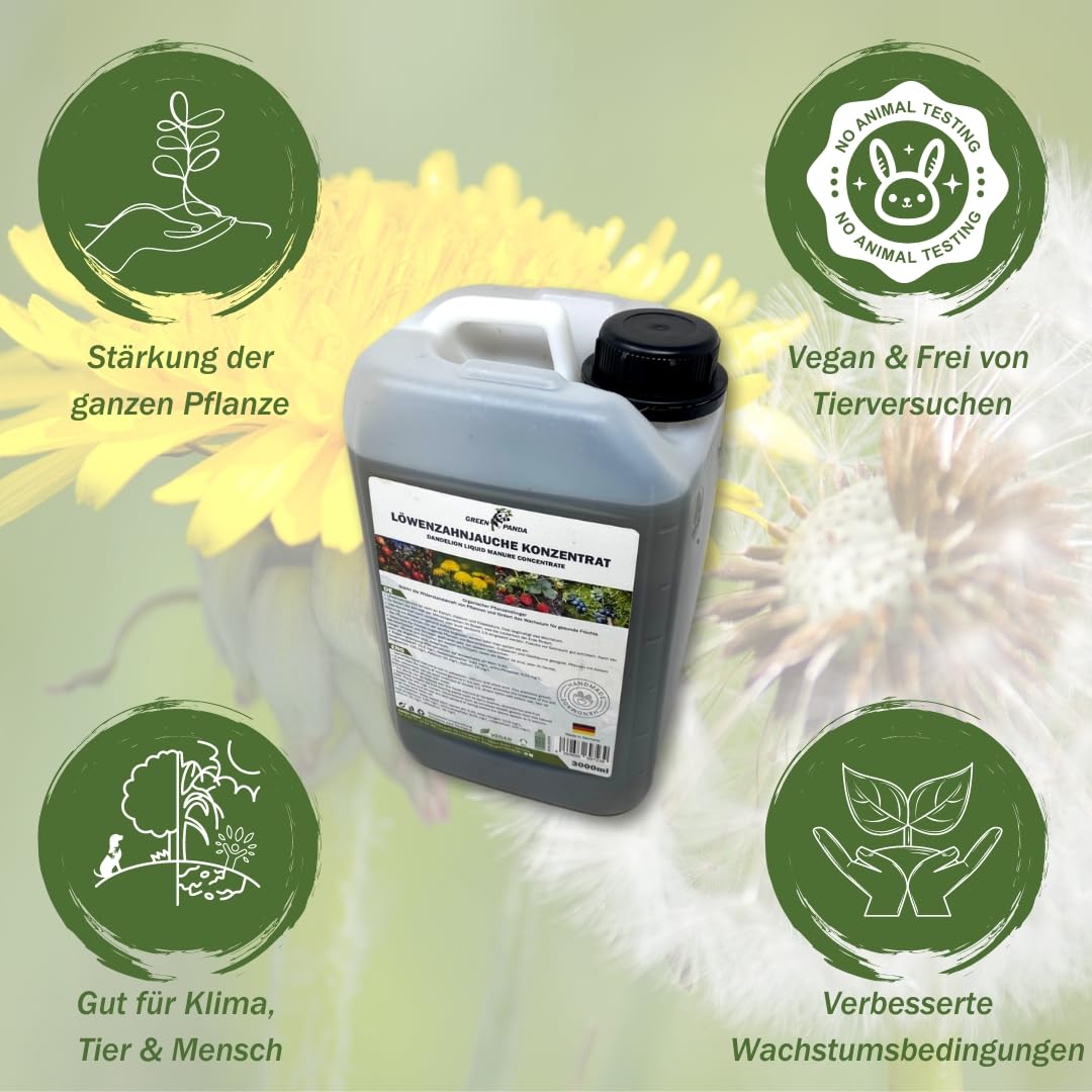 GreenPanda Lwenzahn Jauche - 3L Universaldnger flssig - Magnesium Dnger  - Organischer Flssigdnger frdert Photosynthese - Aktiviert  Bodenorganismen & strkt Immunsystem (Kanister) : Amazon.de: Garten