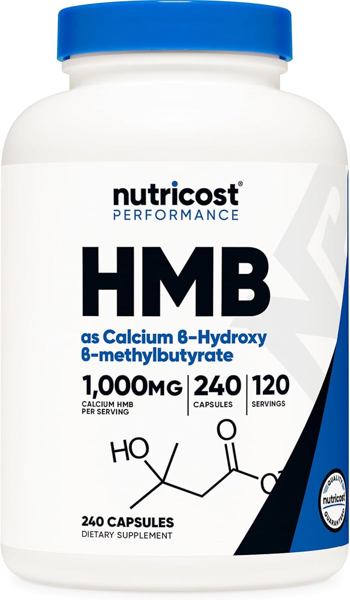 Nutricost HMB (Beta-Hydroxy Beta-Methylbutyrate) 1000mg (240 Capsules) - 500mg Per Capsule, 120 Servings - Gluten Free and Non-GMO