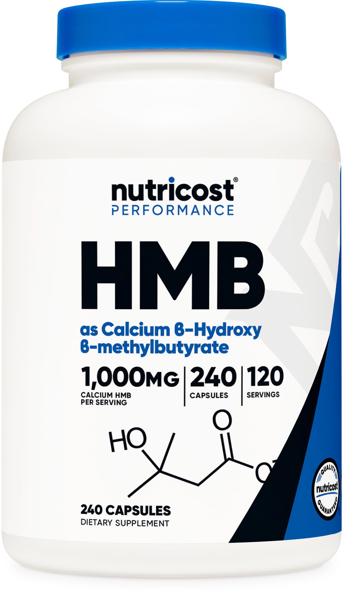 Nutricost HMB (Beta-Hydroxy Beta-Methylbutyrate) 1000mg (240 Capsules) - 500mg Per Capsule, 120 Servings - Gluten Free and Non-GMO