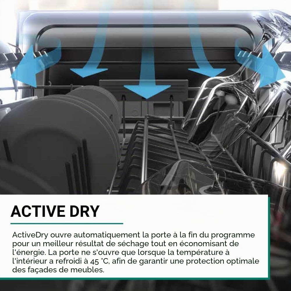 Bauknecht BK6IC11BS7LA0 Lave-vaisselle entièrement intégré (45 cm), ActiveDry, programme capteur, PowerClean, tiroir à couverts, programme d'hygiène, protection complète de l'eau, lumière sur sol