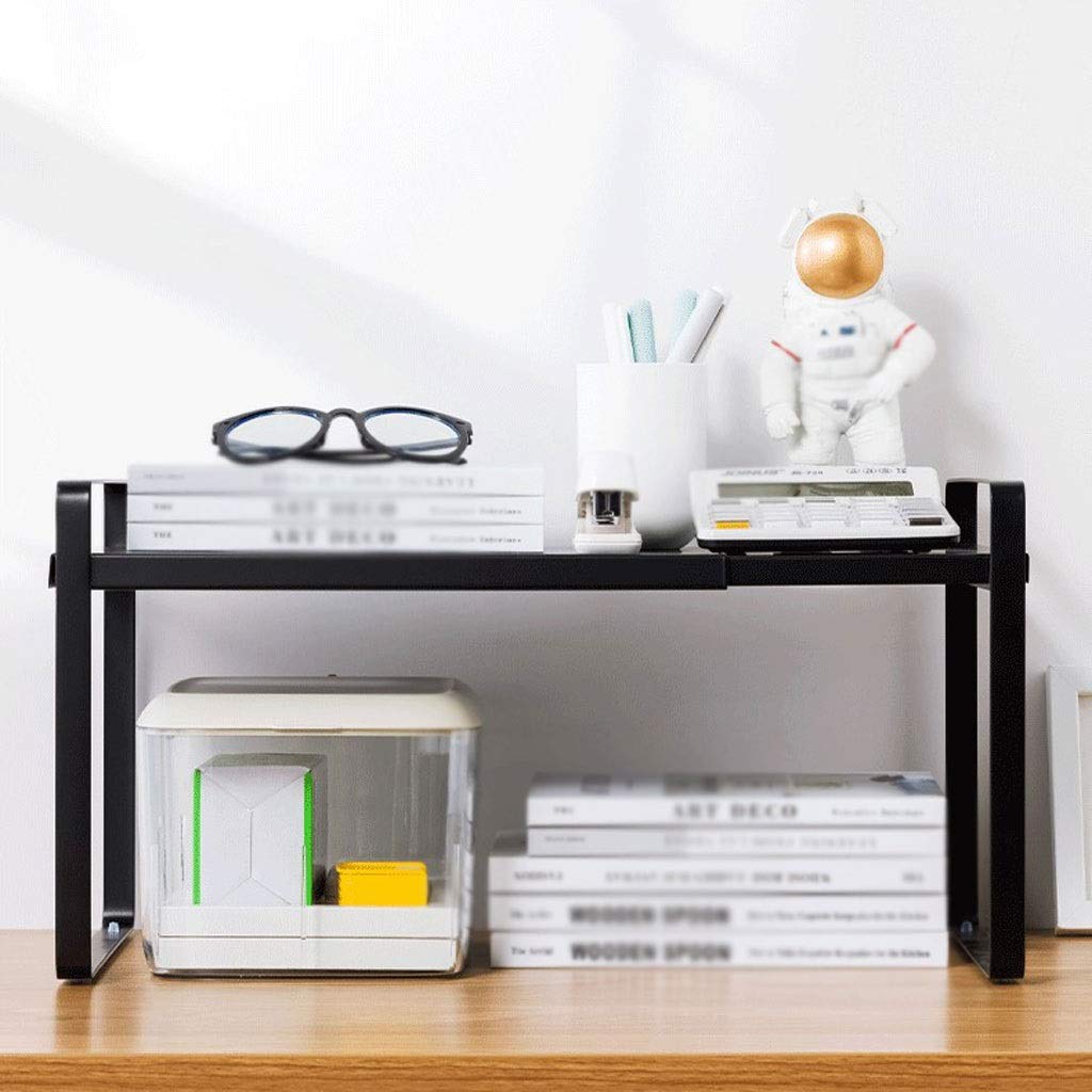 druckerständer Desktop-Drucker-Stand-ausziehbarer Faxgerät-Regal-Metallrahmen-Rand-Bücherregal, für Büro Wohnzimmer Druckerschreibtisch (Schwarz/Weiß) druckerschrank (Color : Black)