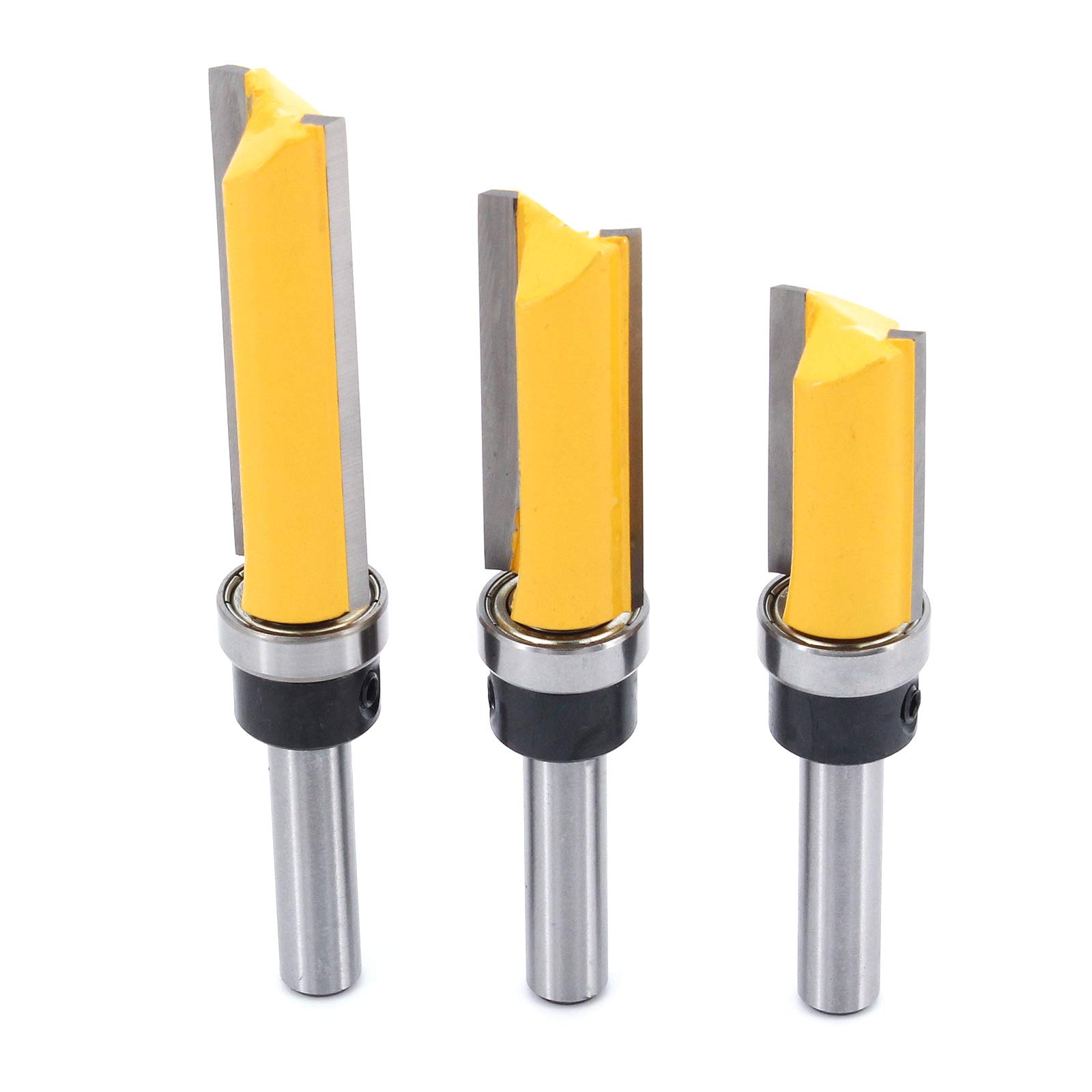 3Pcs 8mm Gambo Fresa per fresatura a filo, Fresa a Taglienti Diritti per Rifilare con Cuscinetto, Fresa per la lavorazione del legno