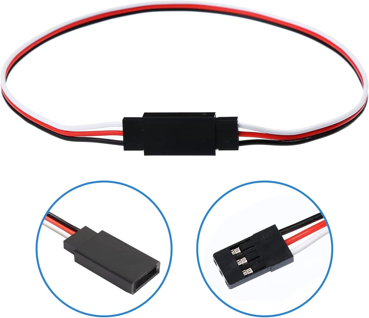 HUAZIZ 24 sztuki RC Servo Extension Cable, 4 rozmiary 10 cm/15 cm/30 cm/50 cm wtyczka do gniazda 3-biegunowy przedłużacz serwo do Futaba JR Servo Extension przyłącze