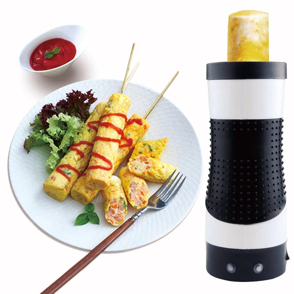 Electric Egg Roll Machine Vertical Egg Roll Maker Household DIY Automatic Lifting Nonstick Cooker Breakfast Sausage Hot Dog Machine Egg Omelette Cooking Tool (Color : White)