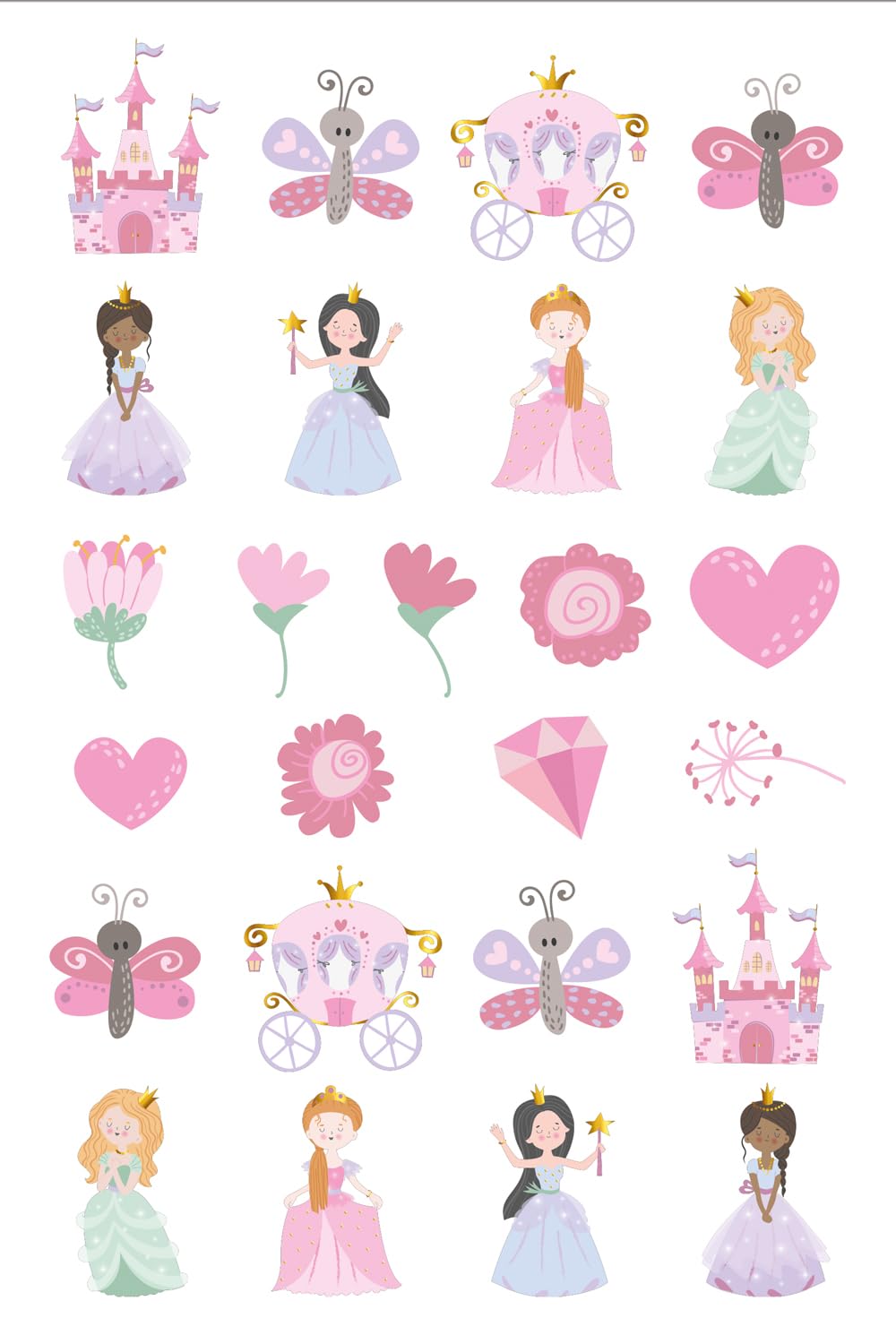 Folat 27499 Princess Birthday Decoration Pink Tattoos Pretty Princess Pack of 25 Tattoos Skull Princess Hat Accessories Princess Party