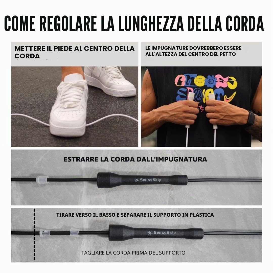 Swissskip Dayan Kolev, corda per saltare in PVC da 5 mm, ideale per principianti e atleti avanzati, progettata per fitness, cardio, boxe e crossfit, lunghezza regolabile con manici infrangibili