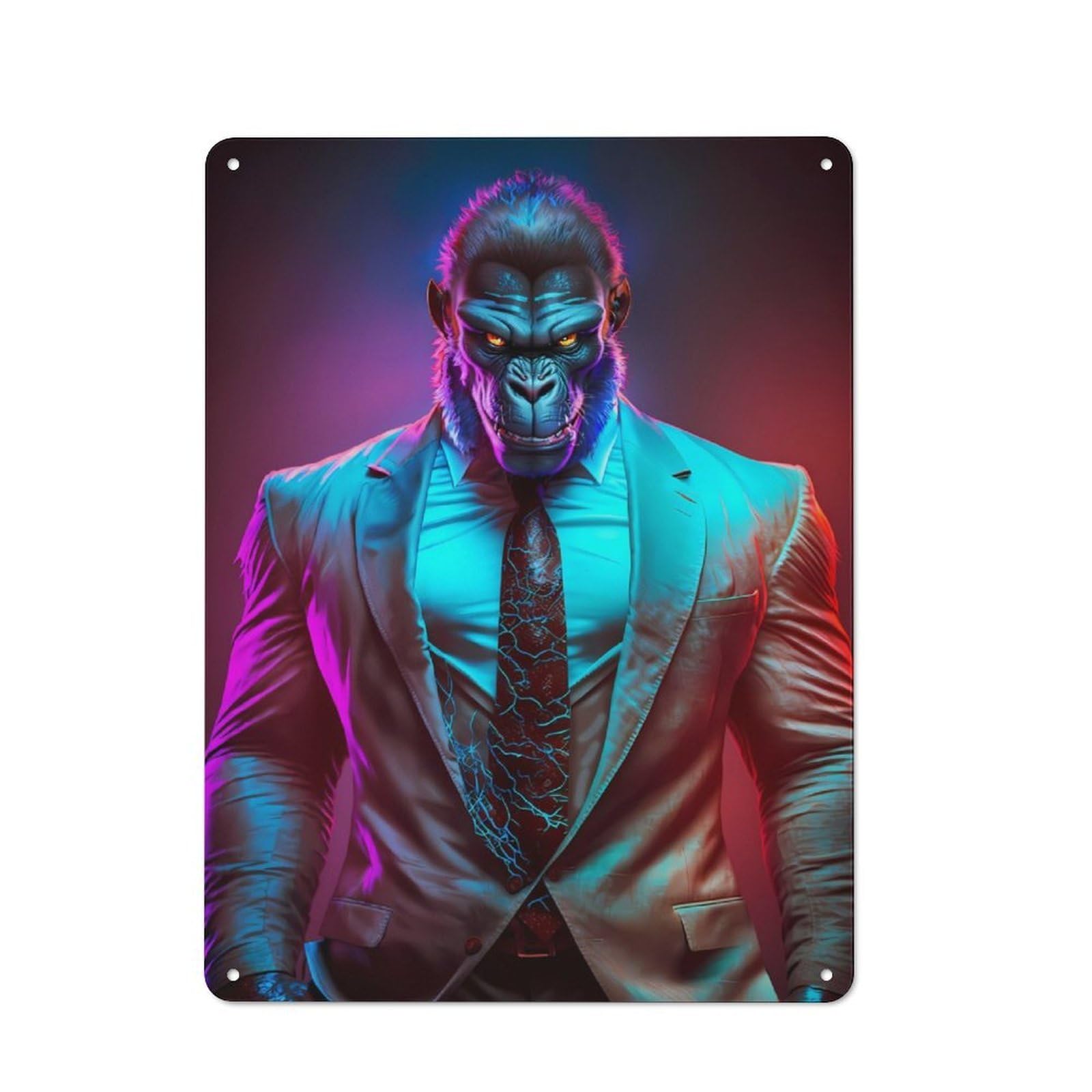 Junmoney Ceo Gorilla In Suit Rustic Metal Wall Decor 40X30cm, Decorative Metal Plaque For Shed, Garden Room, Porch Or Garage