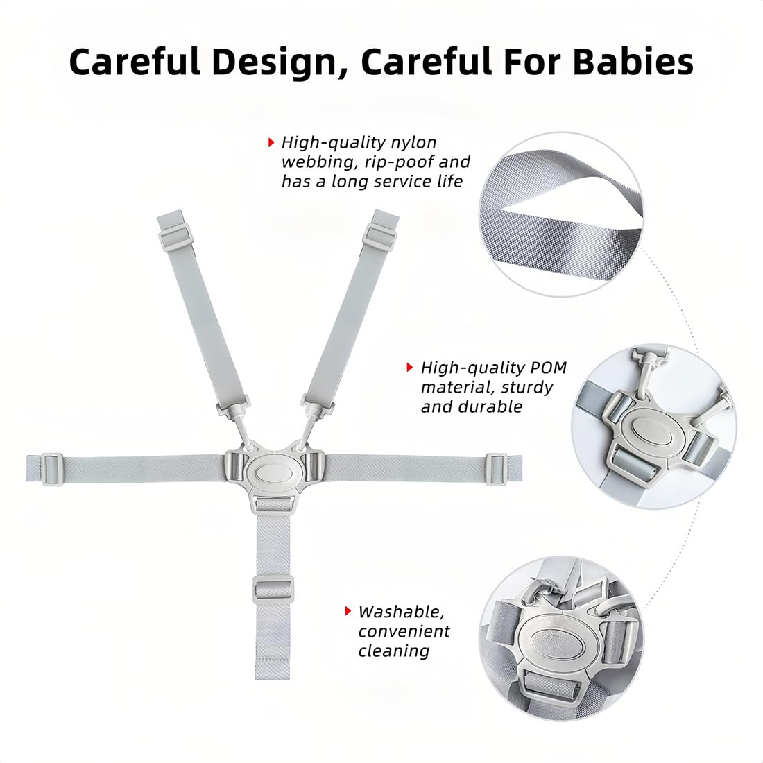1Pcs Cinture Universali per Seggiolone Cinghie per Seggiolone a 5 Punti, Regolabile Cintura di Sicurezza per Bambini per Seggiolino Cinghie Passeggini per Bambini