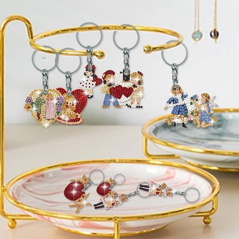 Miniatura 2 de Vmonke 12 piezas de llaveros de pintura de diamantes para el día de San Valentín con herramientas, regalos del día de San Valentín para ella