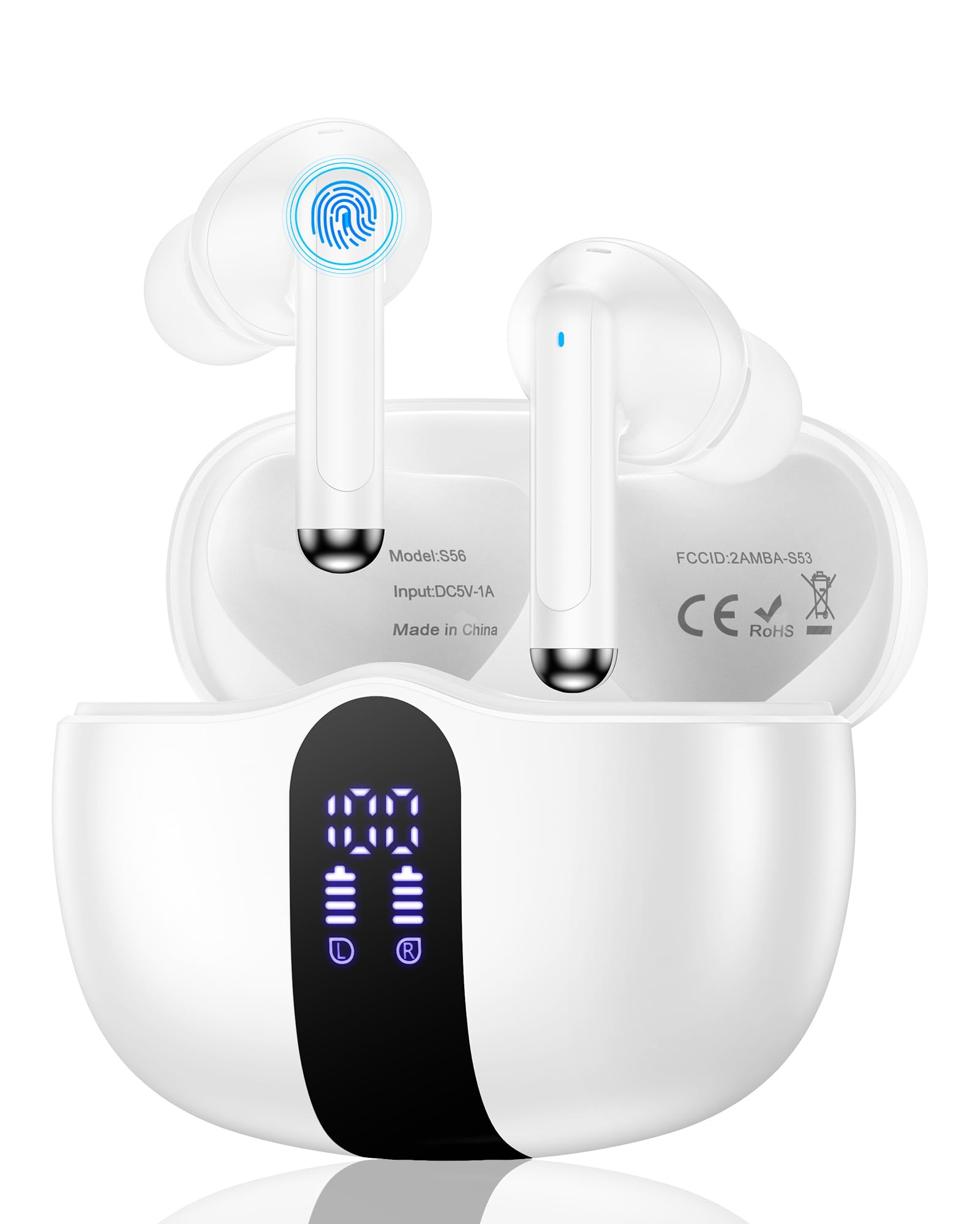 Wireless Earbuds for Motorola Edge 70 50 40 Fusion, Razr 2026 2025 2024 Plus, Bluetooth 5.3 Headphones with Dual LED Power Display, Earphones Stereo Ear Buds for Apple Air Pods Android Buds