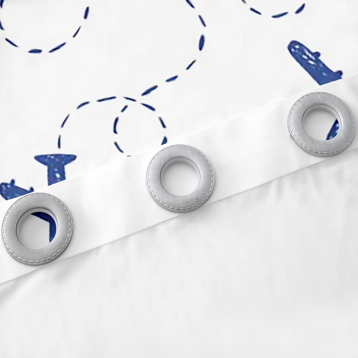 Feelyou Cartoon Flight Darkening Dreapes (2 Panels, 52 x 84 Inch) Kids Airplane Curtains for Bedroom Toddler Aircraft Print 30%-50% Blackout Curtains Travel Decor Blue and White Window Treatments