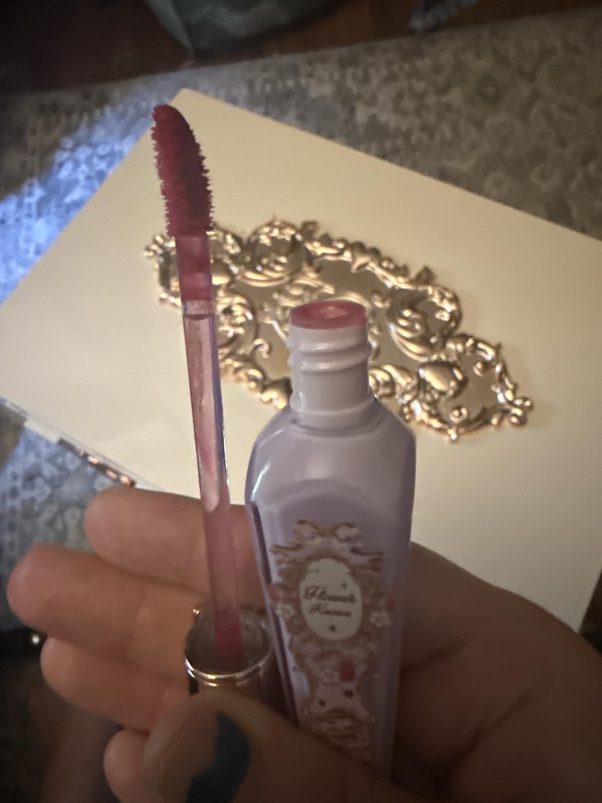 Flower Knows Violet Strawberry Rococo Glowy Lip Gloss,Moisturizing Baby Pink Plumping Lip Oil,Hydrating Lip Tint for Girls&Women,Vegan & Cruelty-Free,0.12 Fl Oz(G01 Strawberry Macaron)