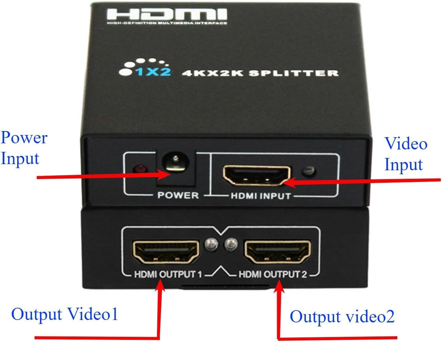 Splitter 1 in 2 Out [with Adapter] 4K 1x2 HDMI Splitter Repeat/Mirror Screen Only (Not Extend), 1 Source Extend to 2 HDMI Display Devices