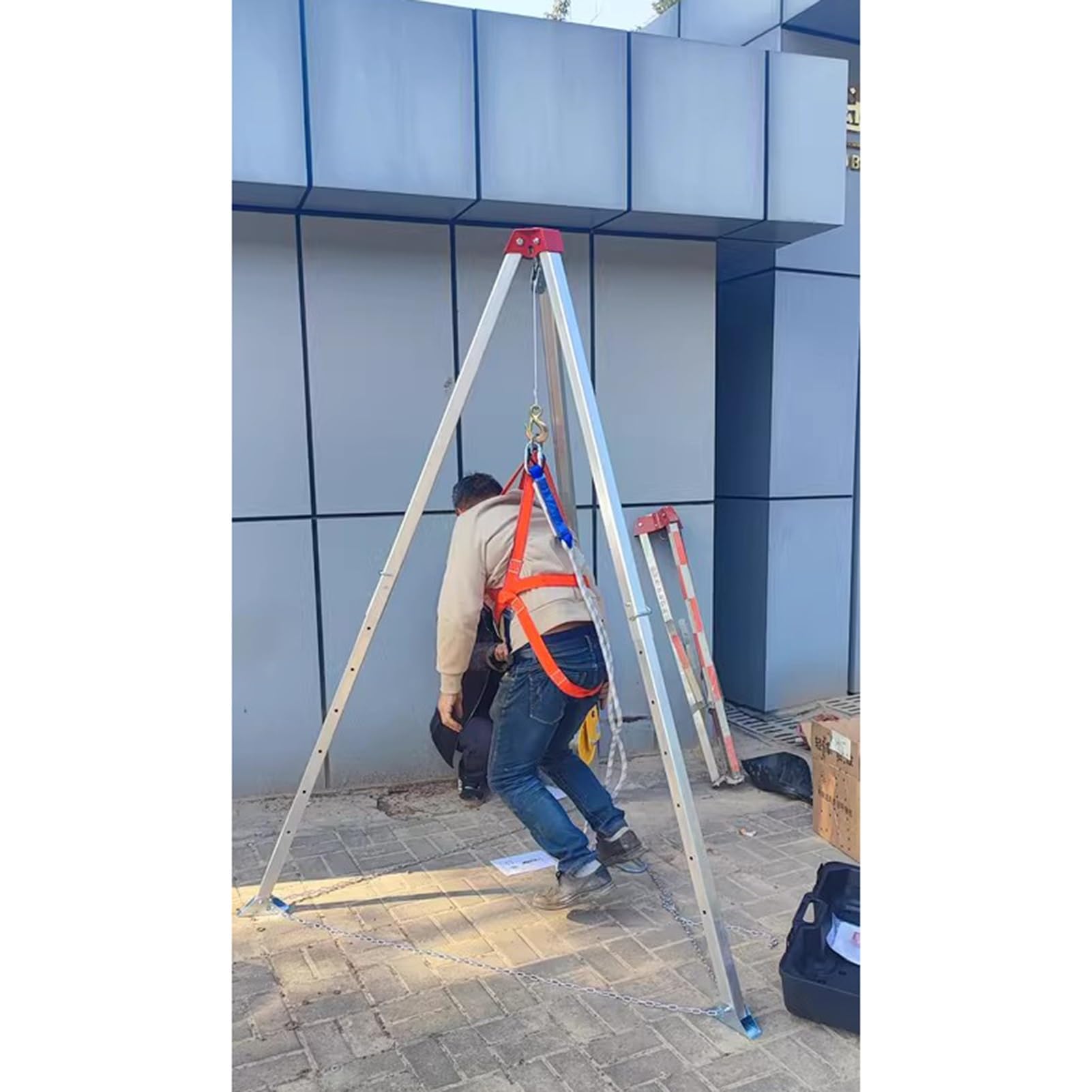 Aluminum Confined Space Rescue Tripod For Well Sewer, Heavy Duty Portable Emergency Rescue Tripod Kit, with Safety Self-Locking Device, Underground Pipe/ Fire-fighting Use ( Color : 1800lbs/816kg Winc