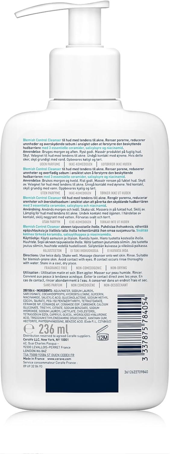 CeraVe Nettoyant Salicylique Anti-Imperfections: Dites adieu aux imperfections et aux points noirs - Image détaillée