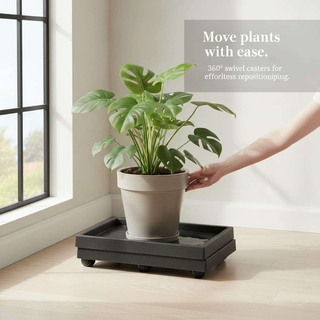 Pflanzencaddy, Pflanzenroll aus Resin , Rechteckig Rollen 44.7cm