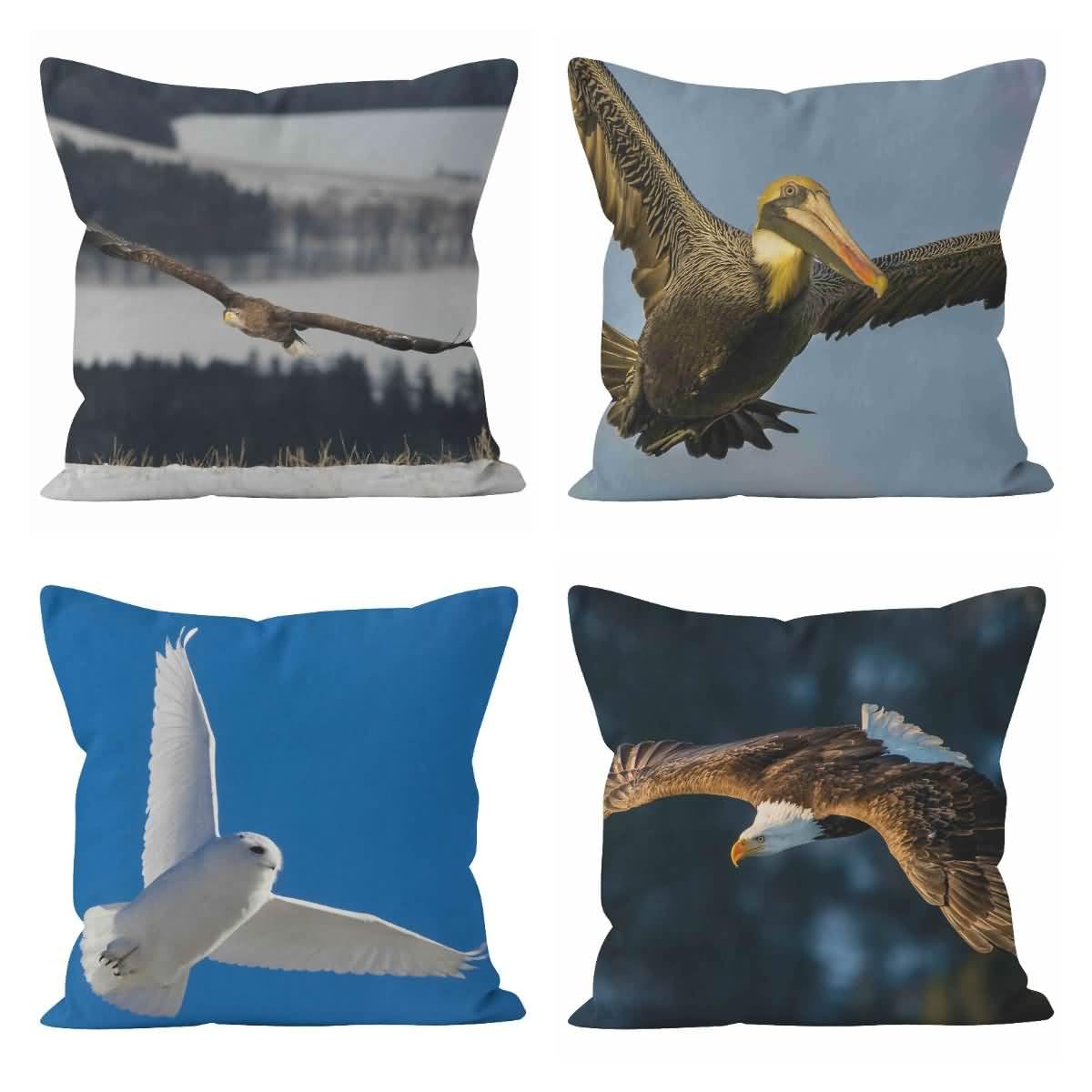Housse de coussin de sol oiseau en lin pour un salon cocooning