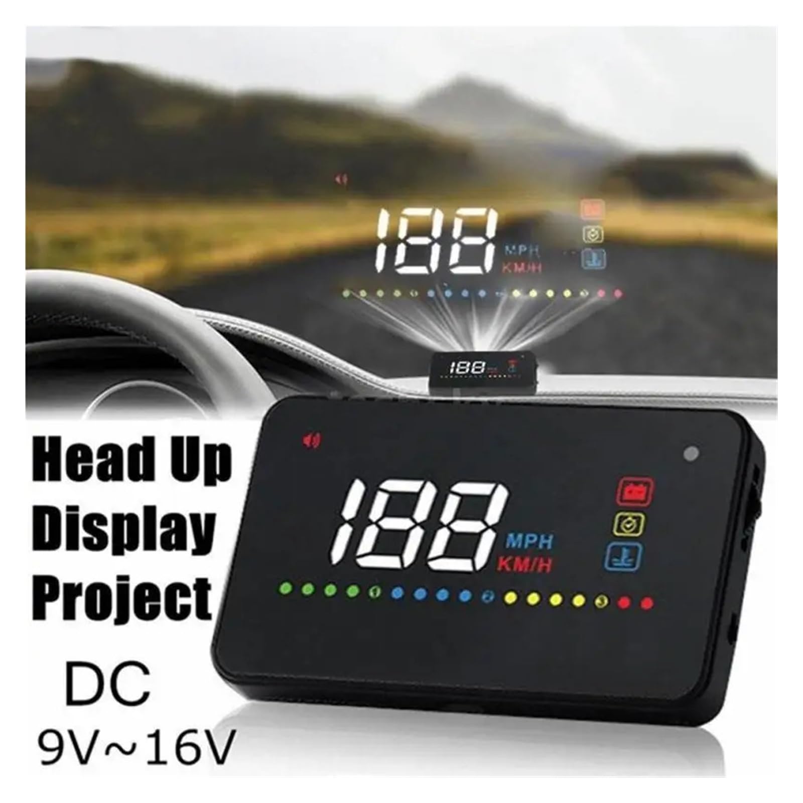 Proyector HUD De 3,5 Pulgadas, Pantalla Frontal Hacia Arriba, Advertencia De Velocidad, Combustible, Velocímetro OBD II, Sistema De Visualización KM/H, Estilo De Coche Instrumento Multifunción