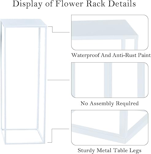 Miniatura 5 de Mxfurhawa Juego de 3 soportes de metal para plantas de 2755 pulgadas mesa auxiliar de anidación blanca soporte de flores cuadrado estante de esquina