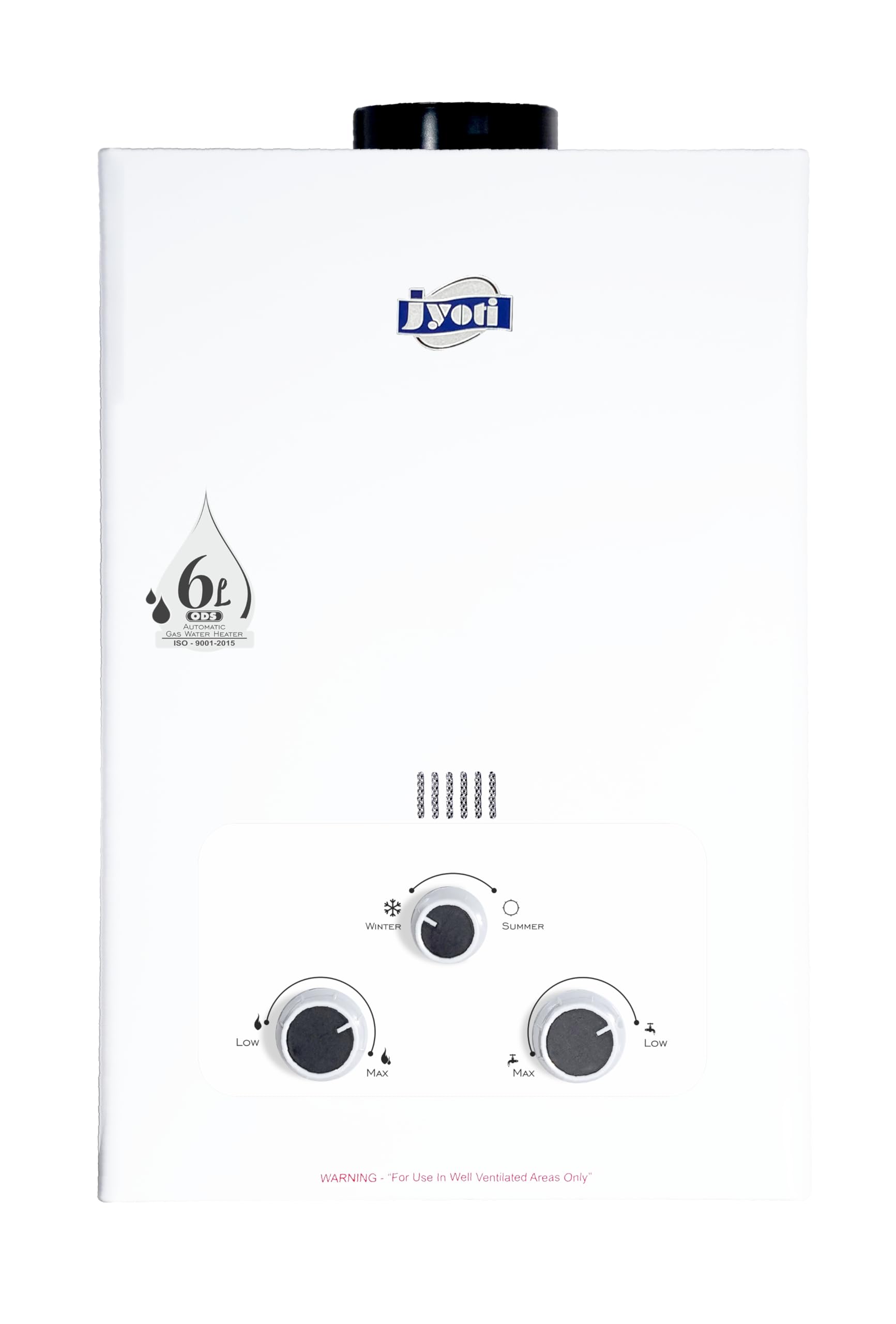 Jyoti Star LP Instant Gas Geyser (LPG) | 6Ltr Capacity Copper Tank | Fully Automatic Low Pressure Gas Water Heater | Auto Cut-off | ISI Mark Instant Water Heater | 1 Year Warranty from Manufacturer