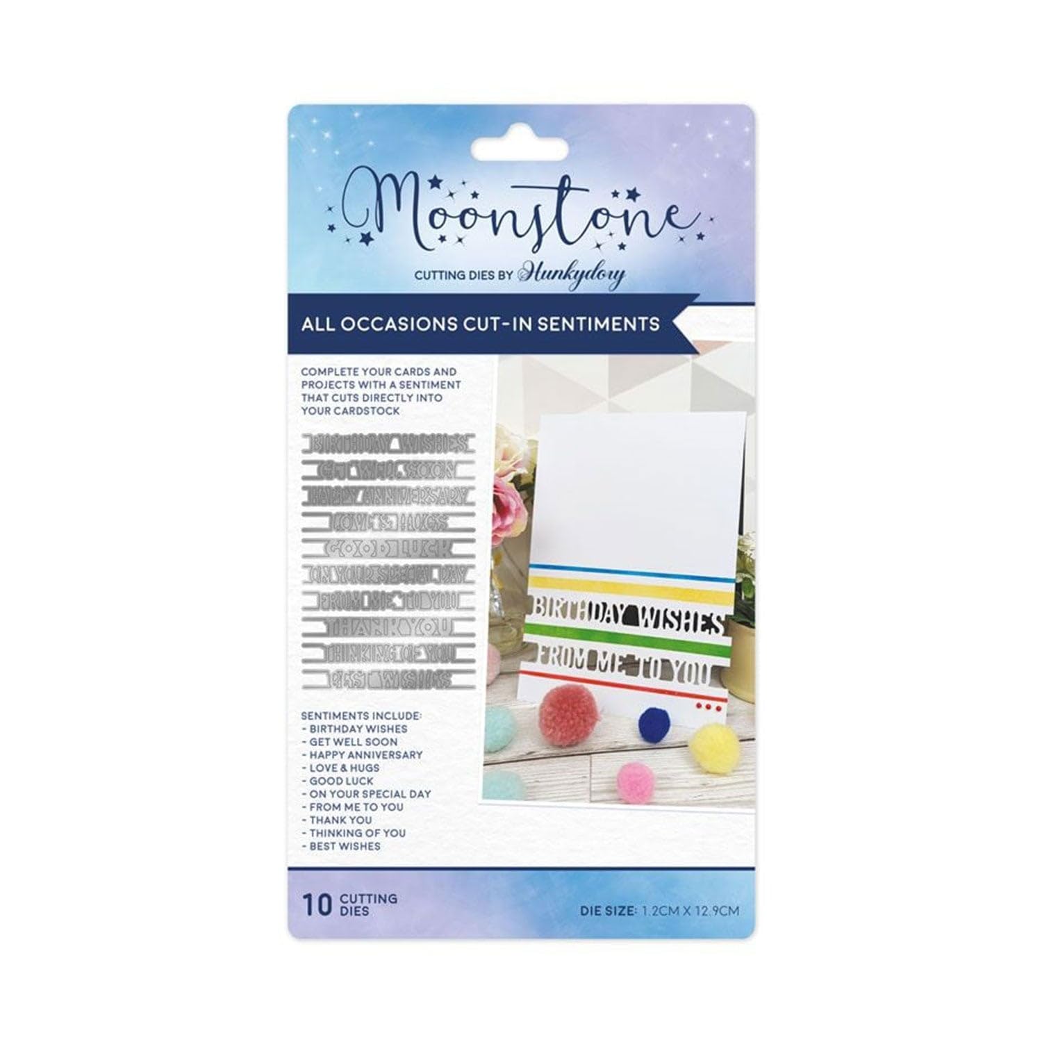 Hunkydory Moonstone - All Occasions Cut-in Sentiments Craft Die Set - MSTONE813