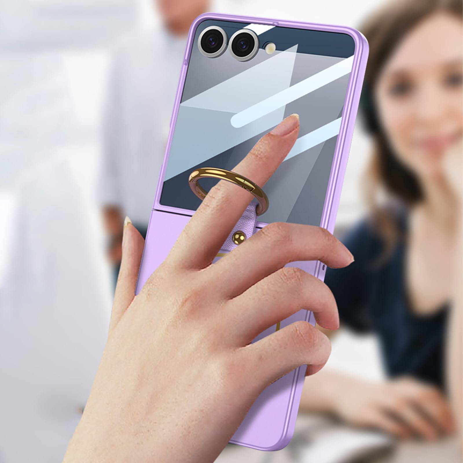 Magnetica Custodia per Samsung Galaxy Z Flip 8, Sottile Duro PC Glassata