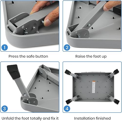 Miniatura 4 de TreeLen Taburete plegable de metal con capacidad de 1 paso de 330 libras, escalera portátil, antideslizante, resistente
