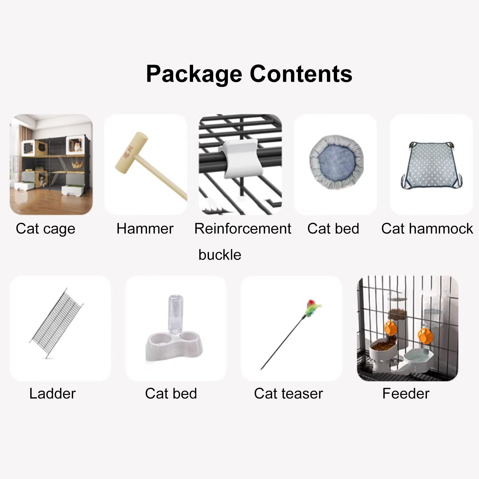 Jaula Grande para Gatos, Jaula para Gatos de 3 Niveles para Interiores con 2 Cajas de Arena, Recinto para Gatos, Perrera para Gatos de Interior, Villa para Gatos, para 2-4 Gatos