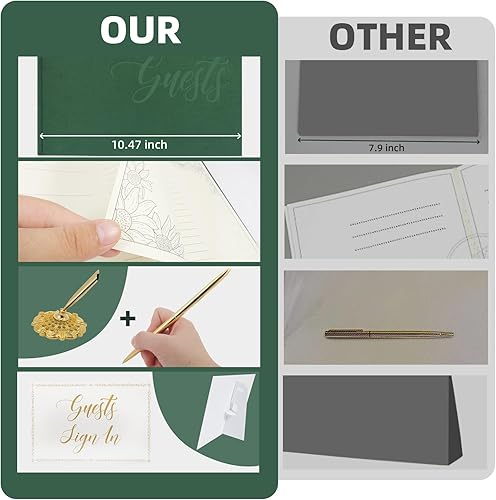 Miniatura 6 de Juego de libro de invitados de boda, libro de invitados de boda de terciopelo con bolígrafo, libro de invitados Polaroid para boda, 10.5 x 8