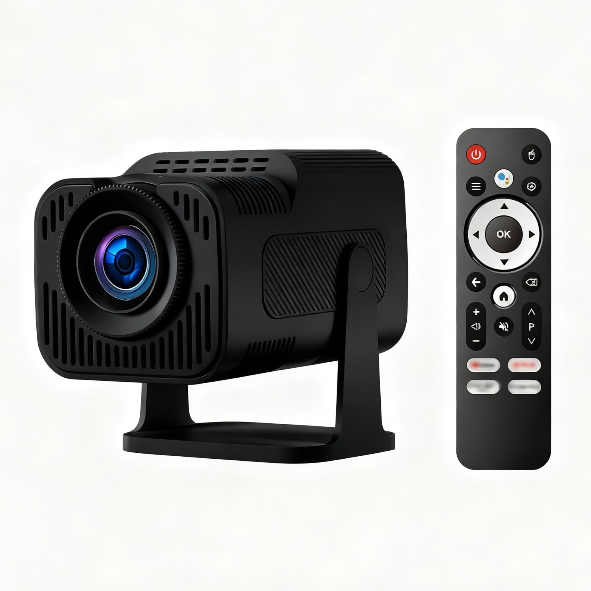 hy320 1080p full hd smart projector - 10000 lumens (390 ansi) portable home cinema with wifi 6, android 13, auto keystone & 180° rotation