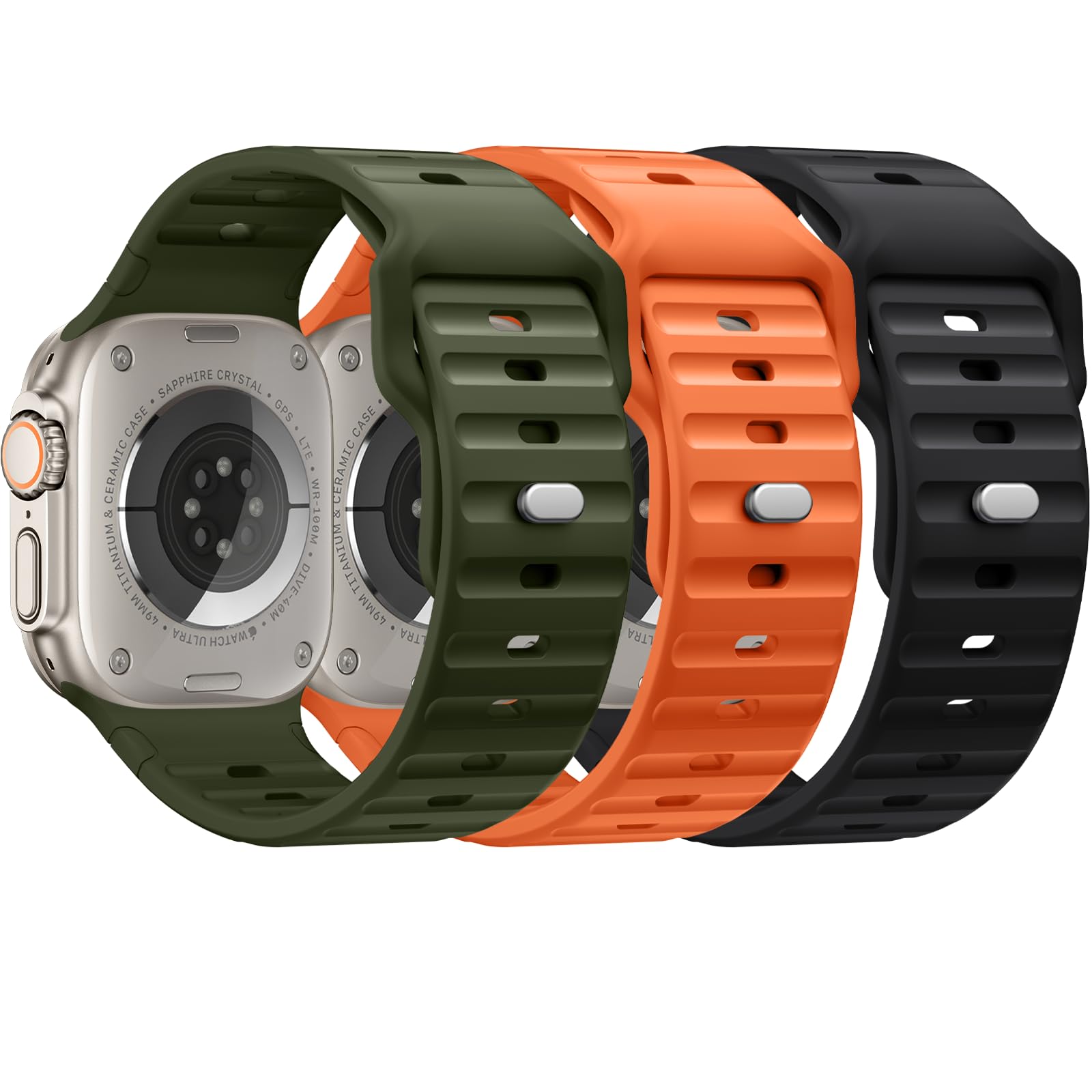 Bandletic Compatible with Apple Watch Ultra 2 Band/Apple Watch Ultra Band, Compatible with Apple Watch Bands for Men 49mm 45mm 44mm 42mm,Silicone Sport Bands for iWatch Ultra Series SE 9 8 7 6 5 4 3