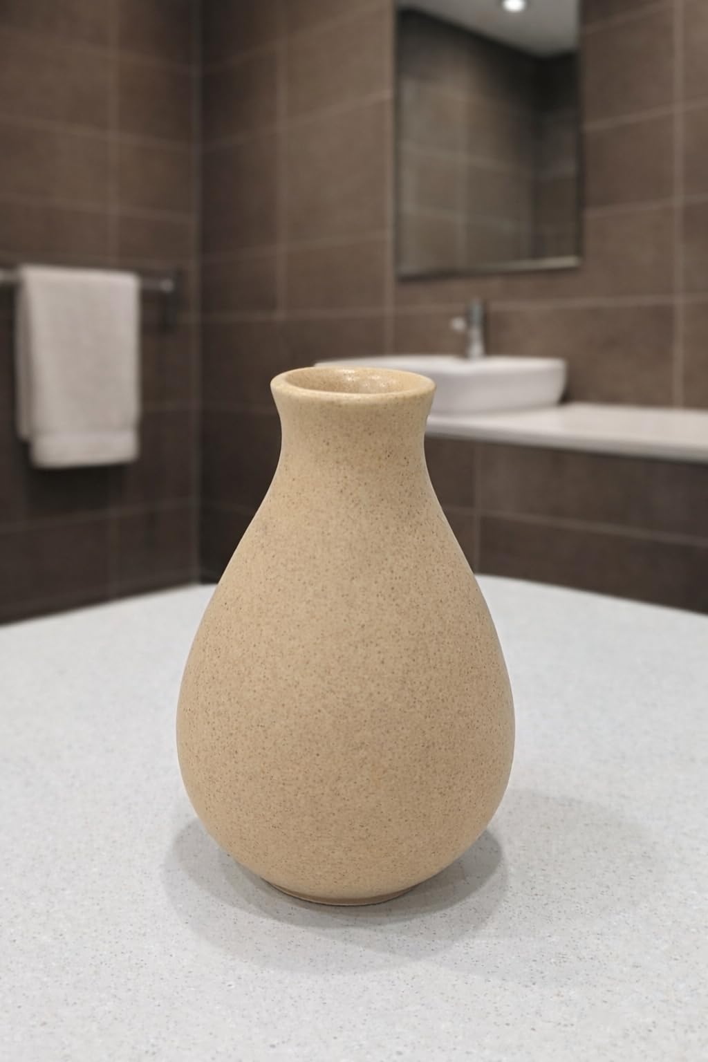 Sprout Marketing Ceramic Reed Diffuser Pot Planter, Small Flower Vase, Empty Aroma Pot, for Home Decor, Bedroom, Living, Bathroom, Office, Lining Self Pattern - Set of 1 (Beige - Surahi)-image-26