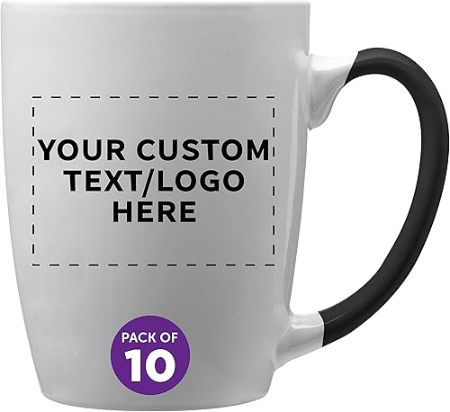 Juego de 10 tazas de café personalizadas Java de dos tonos de 12 onzas, paquete a granel personalizado, perfectas para café, té, expreso, cacao