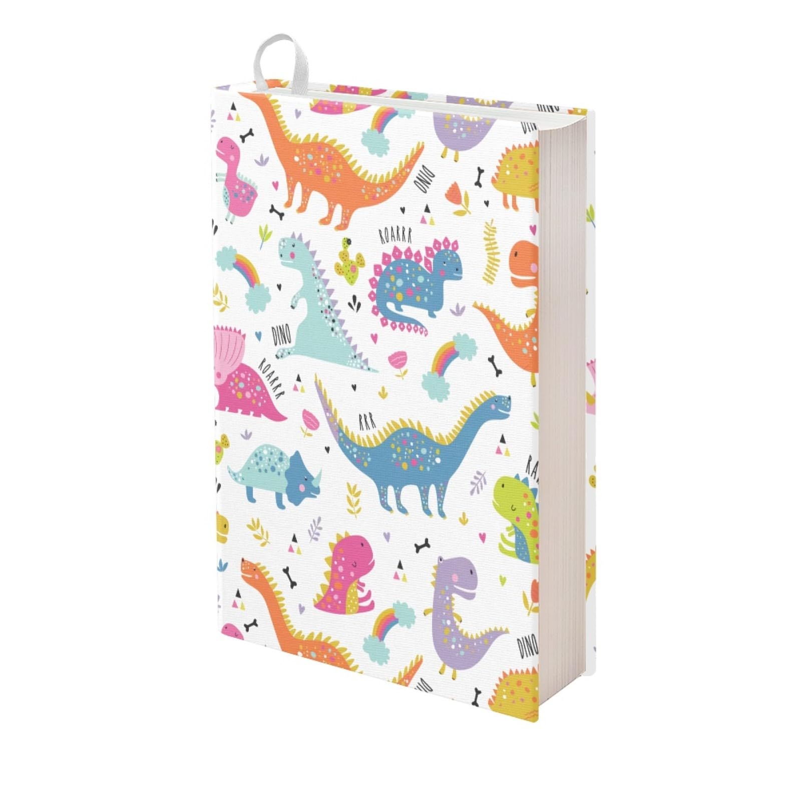 Kuiaobaty Cartoon Dinosaurs Book Sleeve for Lovers, Worm Gift Stretchy Fabric Slip-on Cover Jackets Cute Dino Cover — image 1