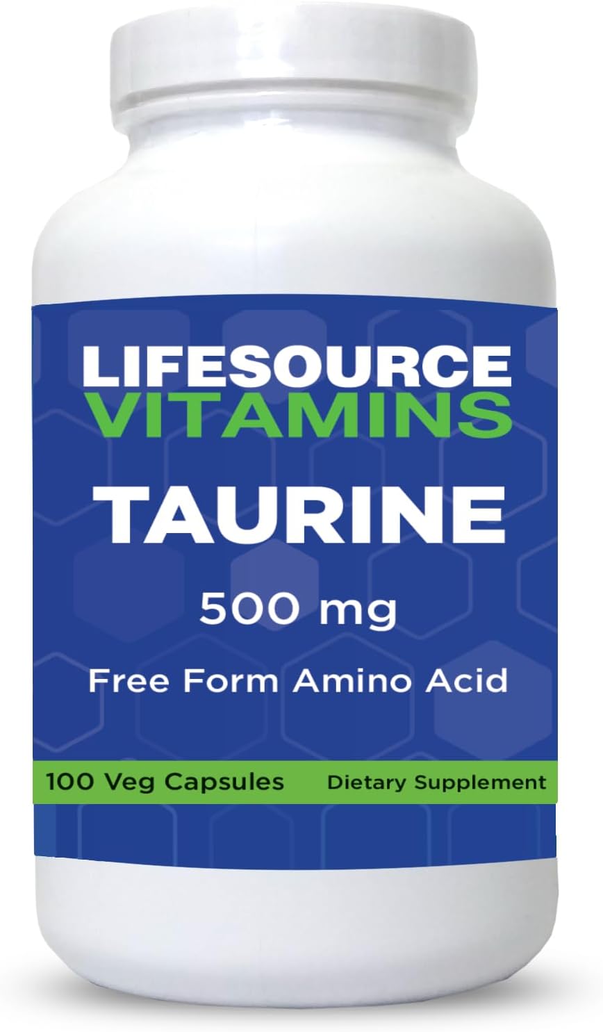 Taurine 500 mg - Amino Acid for Nervous System Health - 100 Capsules