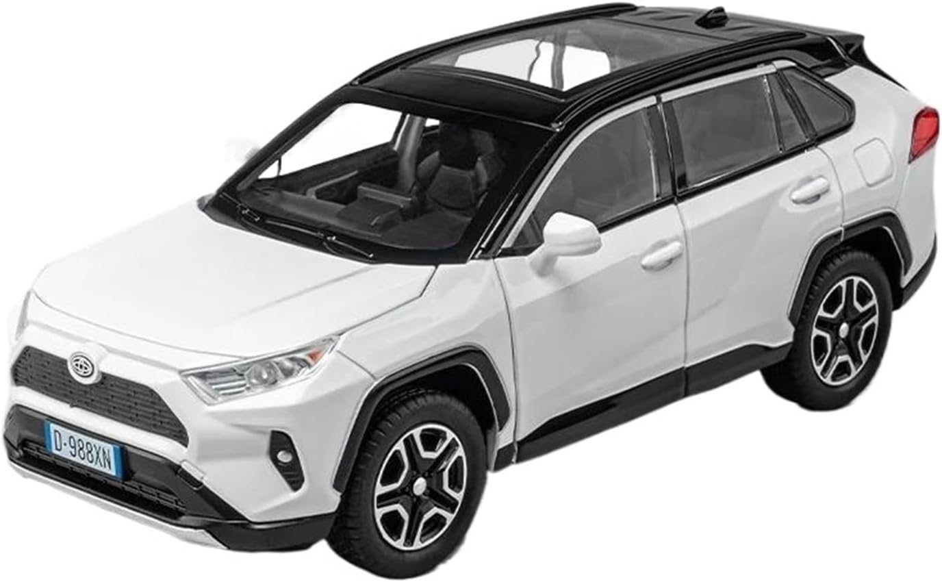 Car Model Replica 1:22 Ffor RAV4 SUV Metal Casting Rear Pull Sound and Light Car Toys Finished Car Model Scene Party Decorations Vehicles Toys(Blue)