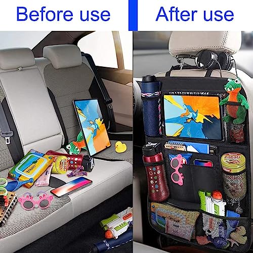 Nutabevr Autositz Organizer, Auto Rückenlehnenschutz Pflegeleicht Oxford Tuch,10 Taschen Organisator für Kinderspielzeug-Aufbewahrung Organizer, Autositz Rücksitz Schutz Kick Matten,Wasserdicht